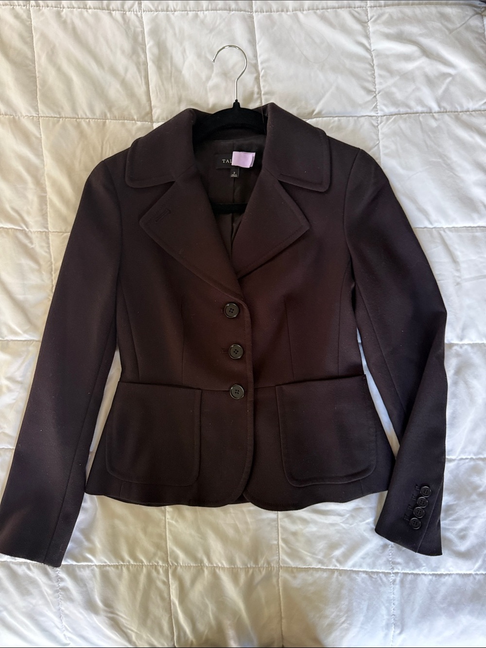 Talbots Dark deep BLACK Tailored Wool-Blend Blazer